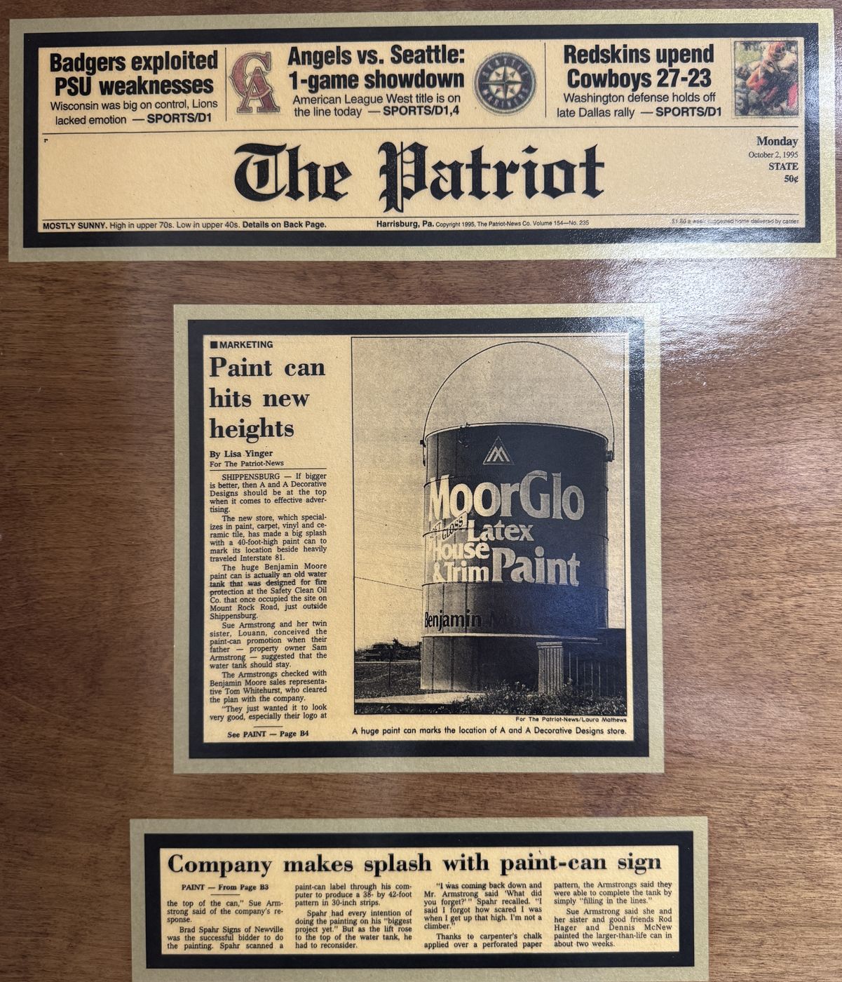 Clipping: Paint can hits new heights, The Patriot, October 2, 1995