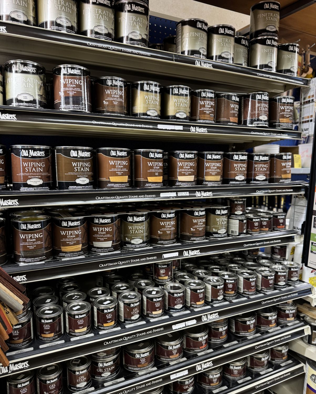 A wall of Old Masters penetrating, wiping, and gel stains